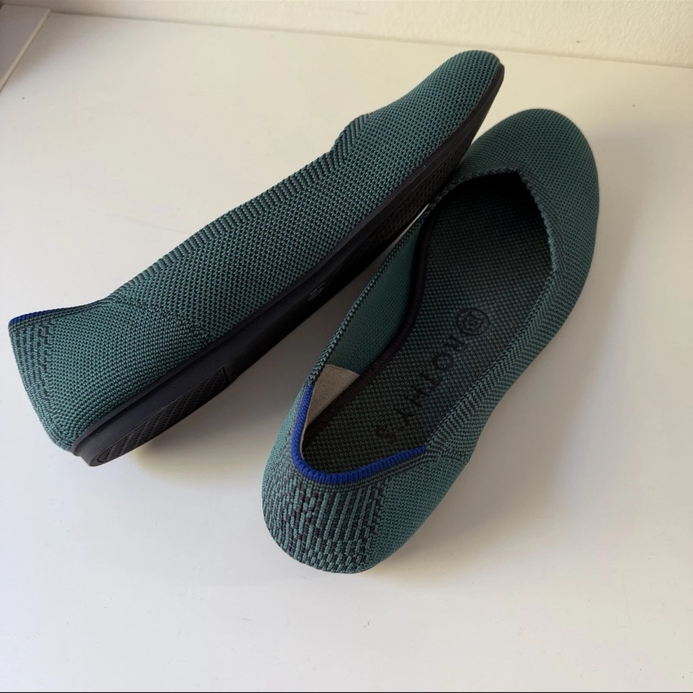 Rothy's The Flat Emerald Green Slip On Knit Ballet  Shoes Rounded Toe Sz 7 - Picture 6 of 11